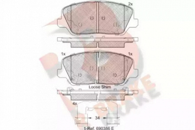R BRAKE rb2239 -  Комплект тормозных колодок, дисковый тормоз